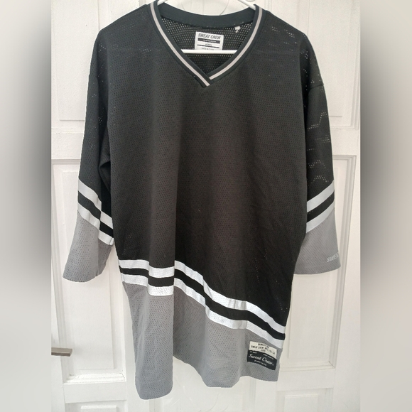 Sweat Crew Other - Black and Gray Varsity Bomber Jacket with Sporty Stripes